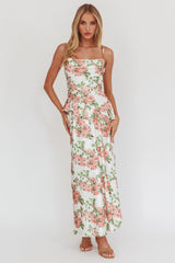 Jerica Ruffle Waist Maxi Dress Floral Blush