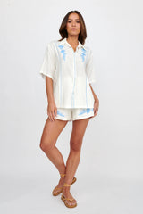 Jeni Embroidered Detail Shirt White