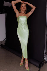 Shondra Accordion Pleat Tube Dress Lime