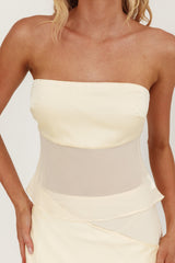 Jerica Strapless Sheer Waist Top Butter