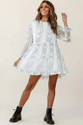 Marion Long Sleeve Shift Dress Vintage Floral Print White