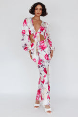 Meet Me In Fiji Tied Top Floral Pink