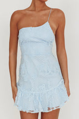 Lilah One Shoulder Embellished Dress Steel Blue