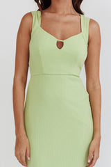 Jennine Lace-Up Back Midi Dress Matcha