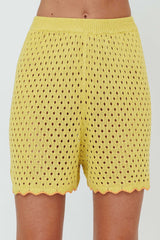 Just A Hunch Crochet Shorts Avocado/Pumpkin