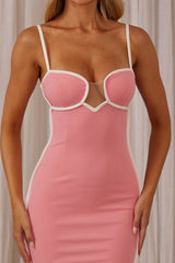 Steffani Piping Trim Midi Dress Pink