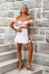 Linka Off-Shoulder Tie-Back Crop Top Peach