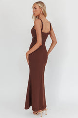 Shelbie Sheer Waist Maxi Dress Chocolate