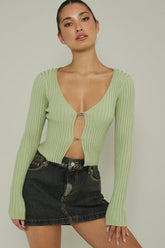 New School Long Sleeve Top Light Sage