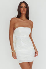 Vida Bow Sequin Mini Dress White