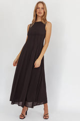 Karine Pintuck Pleat Maxi Dress Black