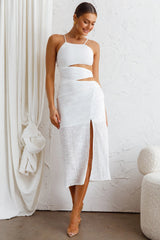 Virgin Islands Cut-Out Midi Dress White