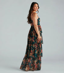 Rosie Formal Chiffon Floral Ruffled A-Line Dress