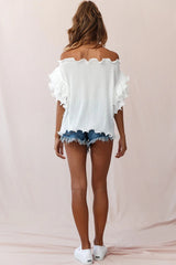 Miranda Ruffle Sleeve Top White