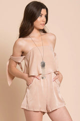Kaitlynn Tube Top Romper Beige