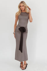 Weekend Vibes Bow Feature Maxi Dress Charcoal