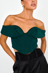 Tenicka Off-Shoulder Crop Top Hunter