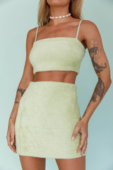Light Speed Fluffy Mini Skirt Pistachio