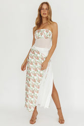 Jerica Wrap Front Maxi Skirt Floral Blush