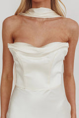 Navi Strapless Laced Back Maxi Dress Oyster