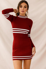 Varsity Long Sleeve Mini Dress Rose
