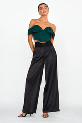Tenicka Off-Shoulder Crop Top Hunter