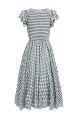 Hattie Dress in Dusty Teal Gingham