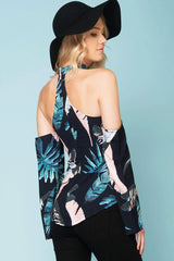 Lilyanna Floral Top Navy / Peach