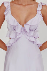 Second Chances Ruffle Trim Mini Dress Lilac