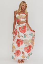 Simple Things A-Line Maxi Skirt Floral White