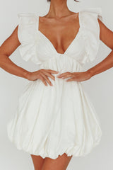 Horoscope Bubble Hem Mini Dress Ivory