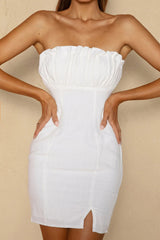 Tivoli Strapless Gathered Bust Mini Dress White