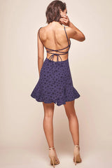 Laura Strappy Back Geometric Dress Navy