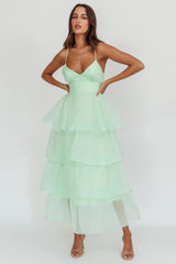Made For You Tiered Ruffle Midi Dress Mint