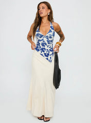 Chilli Halter Top Blue Floral