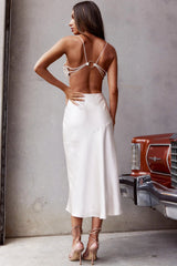 Midnight Muse Strappy Back Midi Dress Champagne