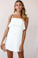 West Braid Detail Ruffle Bust Dress White
