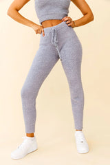 My Girl Fuzzy Knit Jogger Pants Steel Blue