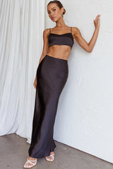 The Moment Satin Maxi Skirt Black