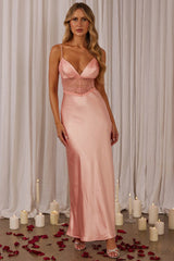 Kinzie Lace Waist Maxi Dress Pink