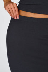 Strike A Pose Ribbed Maxi Skirt Charcoal