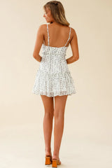 Take A Picture Molded Bust Fluted Hem Dress Floral Print White