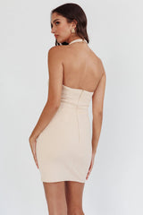Outspoken Halterneck Mini Dress Beige