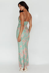 Teava Laced Waist Maxi Dress Floral Green