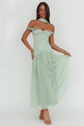 Kaycee Drop Waist Maxi Dress Sage