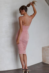 Little Waltz Ruched Midi Dress Pink