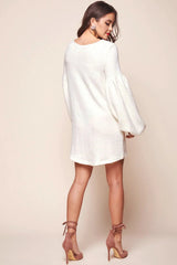 Morais Puff Sleeved Sweater Dress Off White
