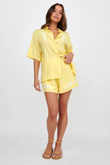 Jeni Embroidered Detail Shorts Yellow