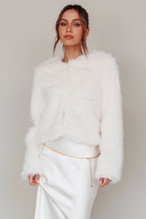 London Day Faux Fur Jacket Cream