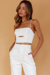 Lyrics Keyhole Crop Top White